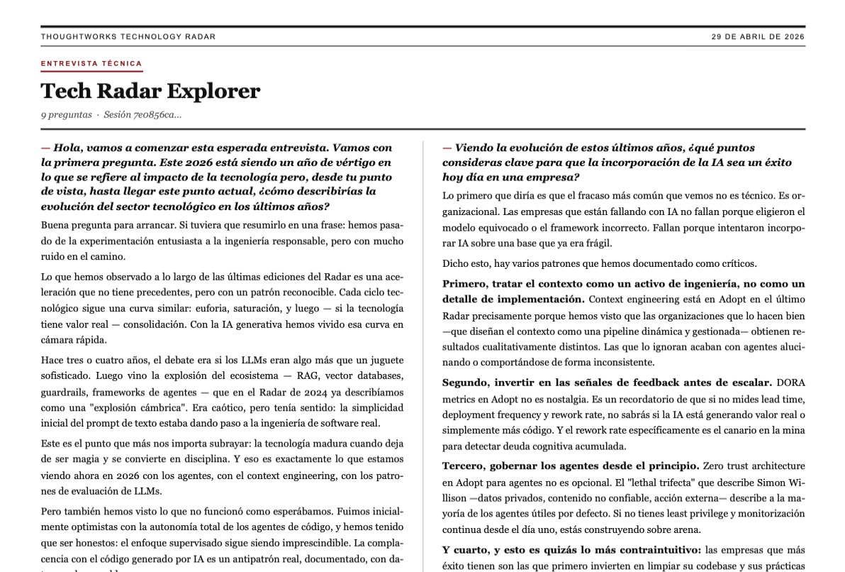 Entrevistando al radar de Thoughtworks en la era de la IA
